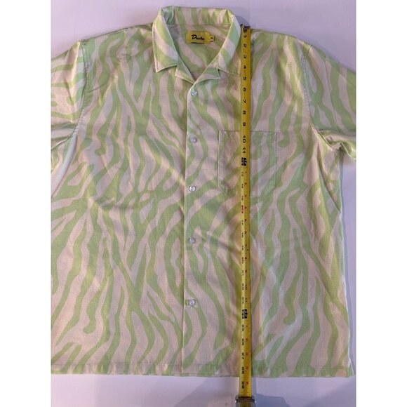 Duvin Mens Lime Green Zebra Print Short Sleeve Button-Up Shirt XL - Picture 5 of 7